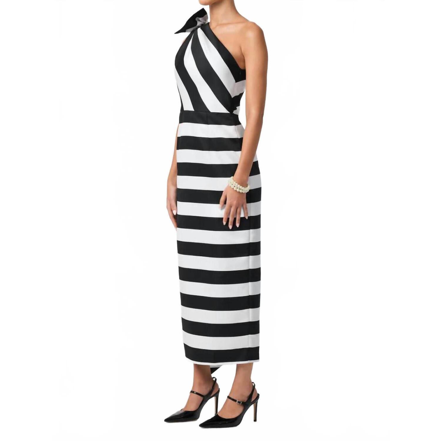 New Trina Turk Romance Midi Dress In Black/ White